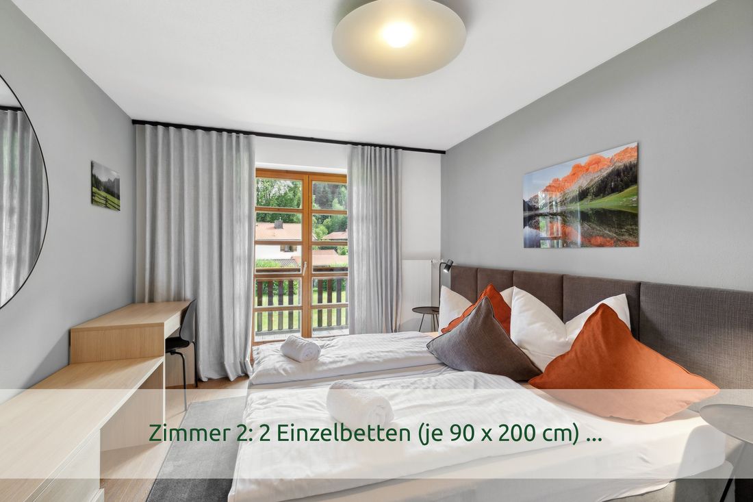 Zimmer 2: 2 Einzelbetten (je 90 x 200 cm)