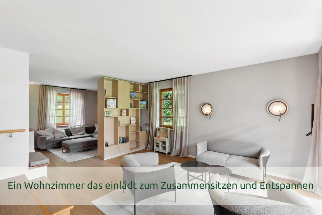Ein Wohnzimmer das einlädt zum Zusammensitze und Entspannen